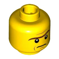 Minifig Head President Business, Dual Sided, Unibrow, White Pupils and Age Lines Neutral / Angry Print [Hollow Stud]