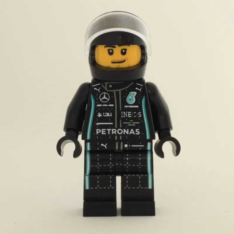 Race Driver, Black Racing Suit with Lime Trim, Black Helmet, Stubble