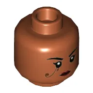 Minifig Head Pharah, Dual Sided, Dark Red Lips, Tattoo by Eye Print [Hollow Stud]