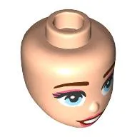 Minidoll Head Dark Red Eyebrows, Bright Light Blue Eyes, Coral Lips, Open Mouth