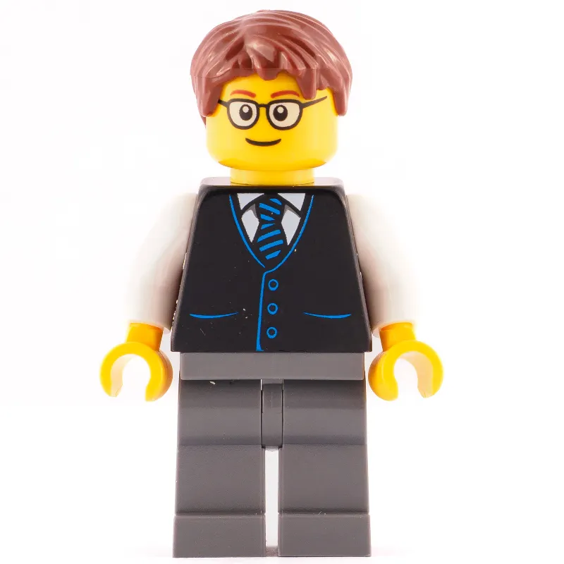 Launch Director - Black Torso, Dark Bluish Grey Legs, Reddish Brown Hair