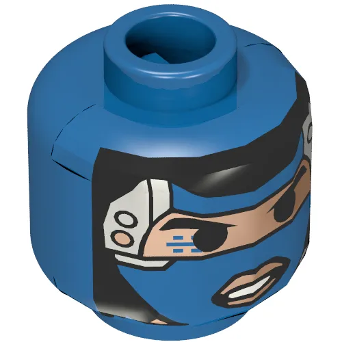 Minifig Head Insectoid, Visor, Metal Plates, Lips Print [Blocked Open Stud]