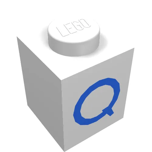 Brick 1 x 1 with Blue Q Print