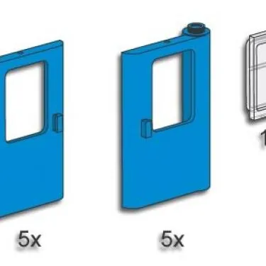 Blue Train Doors with Panes