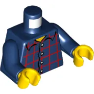 Torso Plaid Shirt with Buttons / '2012 The LEGO Store Elizabeth, NJ' Back Print, Dark Blue Arms, Yellow Hands