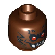 Minifig Head Bat Monster, Fangs, Red Eyes and Black Fur Print