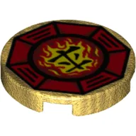 Tile Round 2 x 2 with Bottom Stud Holder with Airjitzu Fire Symbol Print