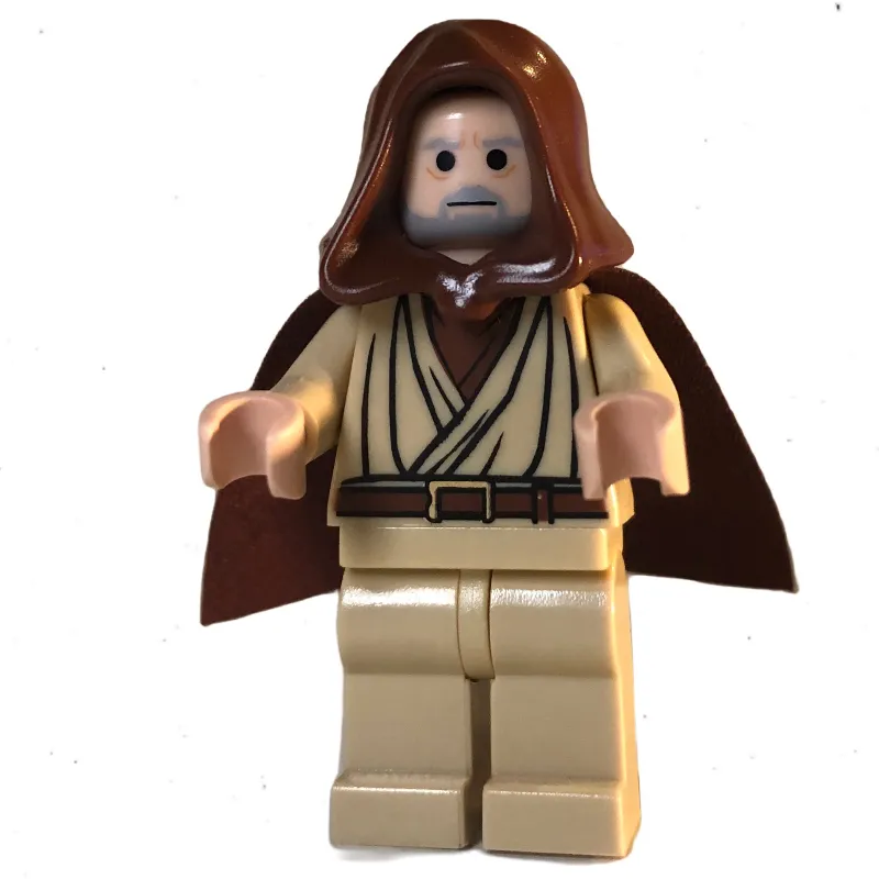 Obi-Wan Kenobi, Old, Tan Robes, Reddish Brown Hood and Cape, Black Eyes