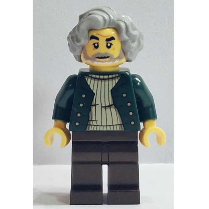 Pianist, Dark Green Torso, Dark Brown Legs, Light Bluish Grey Hair