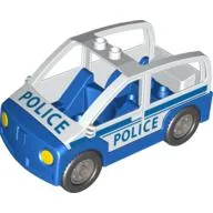 Duplo Car with 2 Studs on Roof, Dark Blue Base and 'POLICE' Print