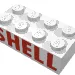 Brick 2 x 4 without Cross Supports with Red 'SHELL' Print