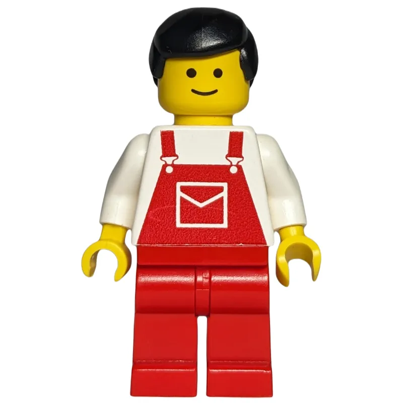 Man, Red Overalls, Black Hair (3626a Head)