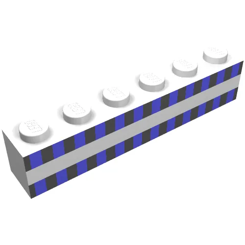 Brick 1 x 6 with Ferry Squares Light Blue and Black in 2 Lines Print (Set 1554)