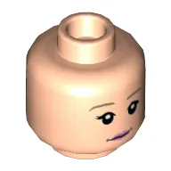 Minifig Head Luna Lovegood, Dark Tan Eyebrows, Pink Lips, Slight Smile / Surprised with Round Mouth Print