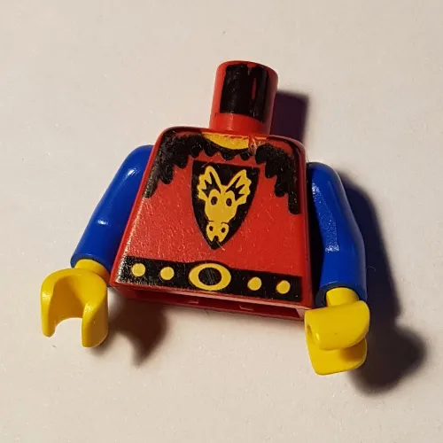 Torso Armor, Dragon Face on Shield Print, Blue Arms, Yellow Hands