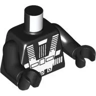 Torso, Classic Blacktron Re-issue, White Space Suit, Black Arms and Hands
