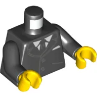 Torso Jacket, White Shirt, Black Tie Print, Black Arms, Yellow Hands