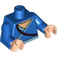 Torso Robe with Light Blue Trim and Belt, Brown Strap / Boomerang on Back Print, Blue Arms, Light Nougat Hands