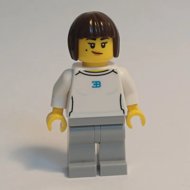 Race Driver, White Shirt, Light Bluish Gray Legs, Dark Brown Hair