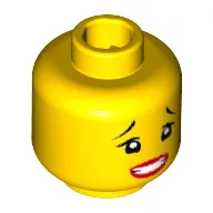 Minifig Head Shark Army, Thin Raised Eyebrows, Open Mouth with Red Lips and Clenched Teeth Print [Hollow Stud]