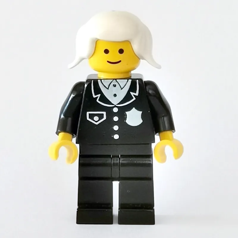 Policewoman, Black Suit with Badge, White Hair