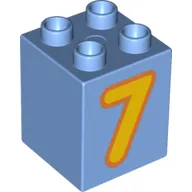 Duplo Brick 2 x 2 x 2 with Yellow '7' Print
