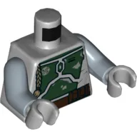 Torso Dark Green Armor Plates Front and Back with Small Emblem on Chest print (Boba Fett), Sand Blue Arms, Light Bluish Gray Hands