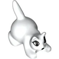 Animal, Cat, Kitten Crouching with Black Eyes, Eyelashes, and Nose Print