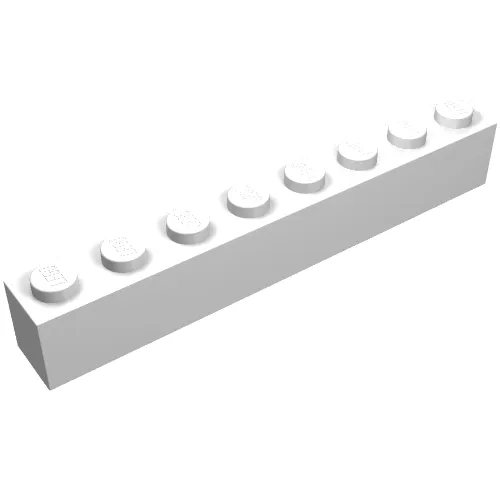 Brick 1 x 8 without Bottom Tubes with Cross Side Supports with 'FEUERWEHR' Thin Red Print