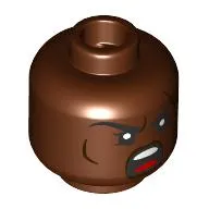 Minifig Head Dwarf Barbarian, Female, Long Eyebrows, Frown / Angry Scream