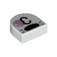 Tile 1 x 1 Half Circle with Snout, Bubble Gum print