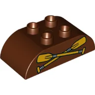 Duplo Brick 2 x 4 Curved Top with 2 Crossed Oars print