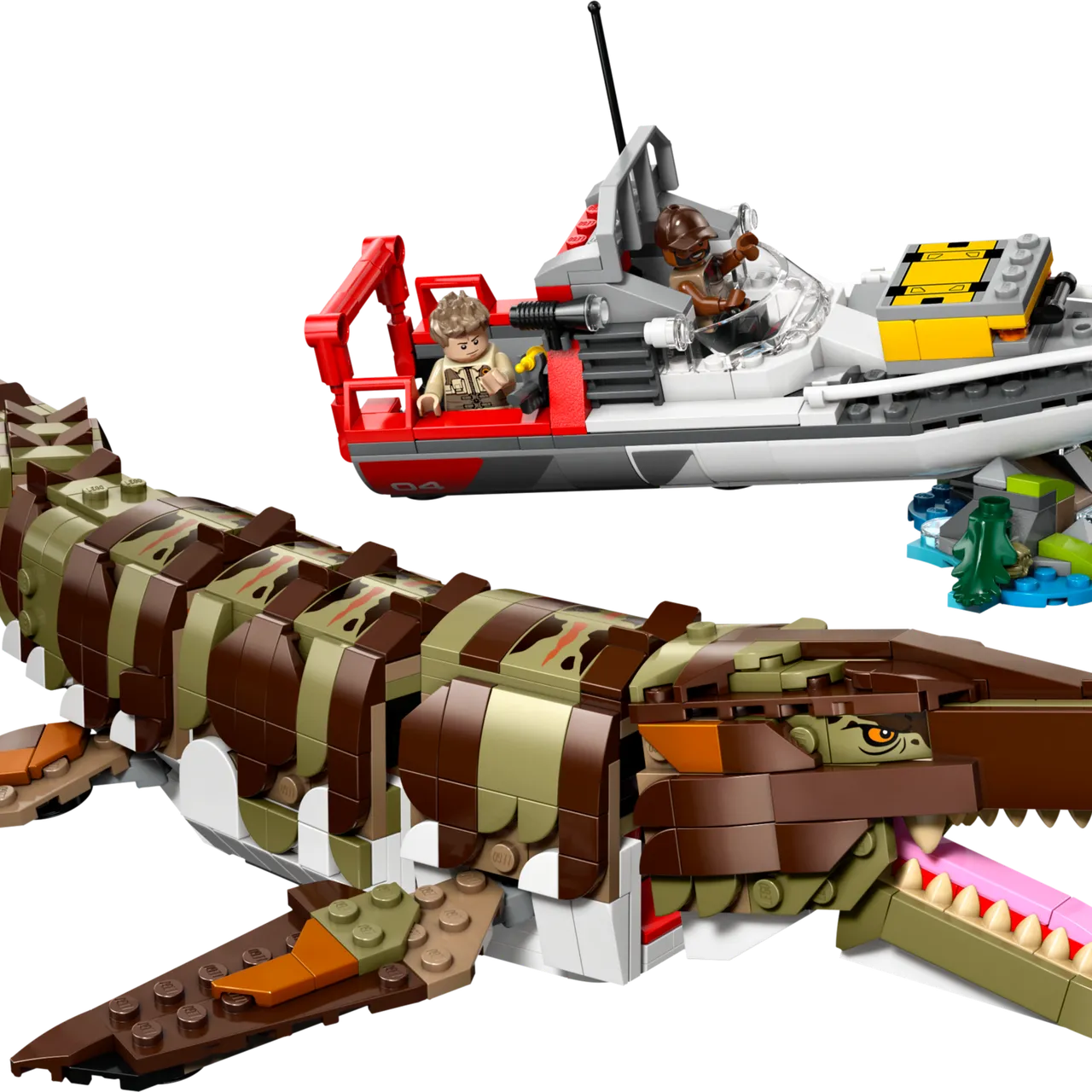 Brick-Built Mosasaurus Boat Mission