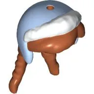 Hair and Hat, Long with Pigtails and Bright Light Blue Winter Hat with White Fur Trim Print