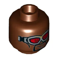Minifig Head Falcon, Goggles with Red Lenses, Smile / Clenched Teeth Print