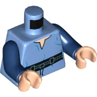 Torso Tunic with Belt with Blue Wrinkles Print, Dark Blue Arms, Light Nougat Hands