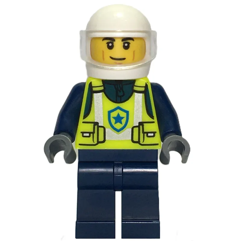 Police Officer, Vibrant Yellow Police Vest, White Helmet with Visor