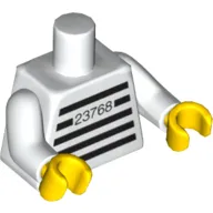 Torso Prison Shirt, with Stripes, '23768' Print, White Arms, Yellow Hands