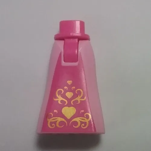 Minidoll Hips and Full Length Skirt with Dark Pink Middle, Gold Pattern