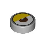 Tile Round 1 x 1 with Reddish Brown Eye Center, Yellow Eyelid (White Dot Close to Eyelid) print