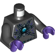 Torso Raven Armour with Dark Bluish Gray Belts and Chi Orb Print, Black Arms, Dark Purple Hands