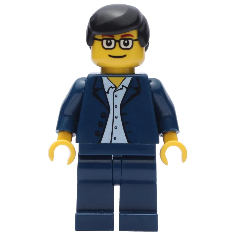 Man, Dark Blue Suit, Black Hair, Glasses