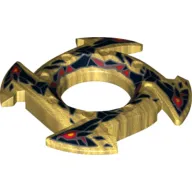 Ring 4 x 4 with 2 x 2 Hole and 4 Arrow Ends with Black and Red Snake Heads Print (Ninjago Spinner Crown)