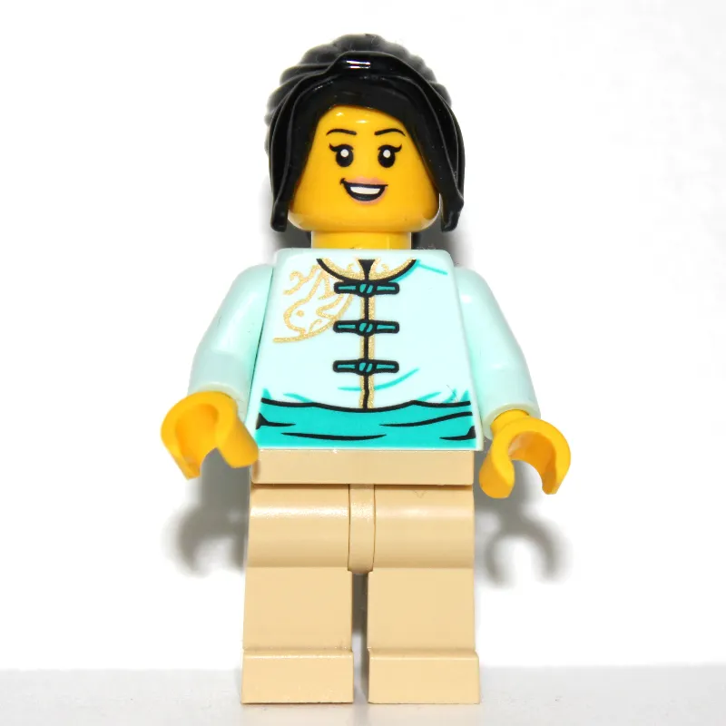 Light Aqua Torso, Tan Legs, Long Black Hair