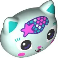 Minidoll Head Special, Kitten/Cat with Scales, Dark Turquoise Ears, Dark Pink Nose print