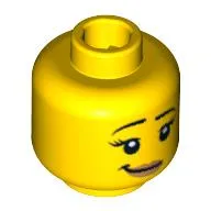 Minifig Head Surfer Girl, Crooked Smile, Pale Nougat Lipstick, Eyelashes, White Pupils Print [Blocked Open Stud]