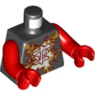 Torso Gold and White Energy with Asian Character Print, Red Arms and Hands