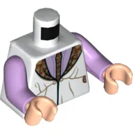 Torso Robe, Dark Tan/Reddish Brown Collar, Lavender Undershirt Print, Lavender Arms, Light Nougat Hands