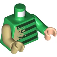 Torso, Odd Arms and Hands, Sweater, Dark Green Stripes, Tan Dirt Print, Left Green Arm and Light Nougat Hand, Right Tan Arm and Hand