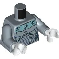 Torso Armor, Silver and Metal Green Panels print, Sand Blue Arms, White Hands